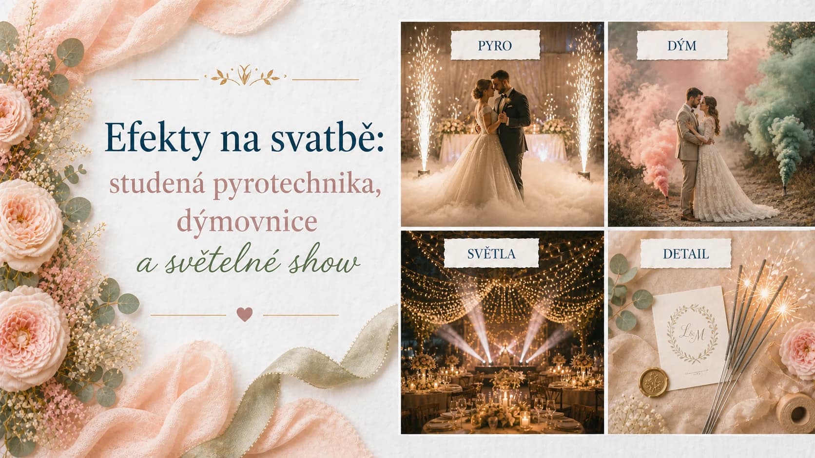 Efekty na svatbě: studená pyrotechnika, dýmovnice a světelné show