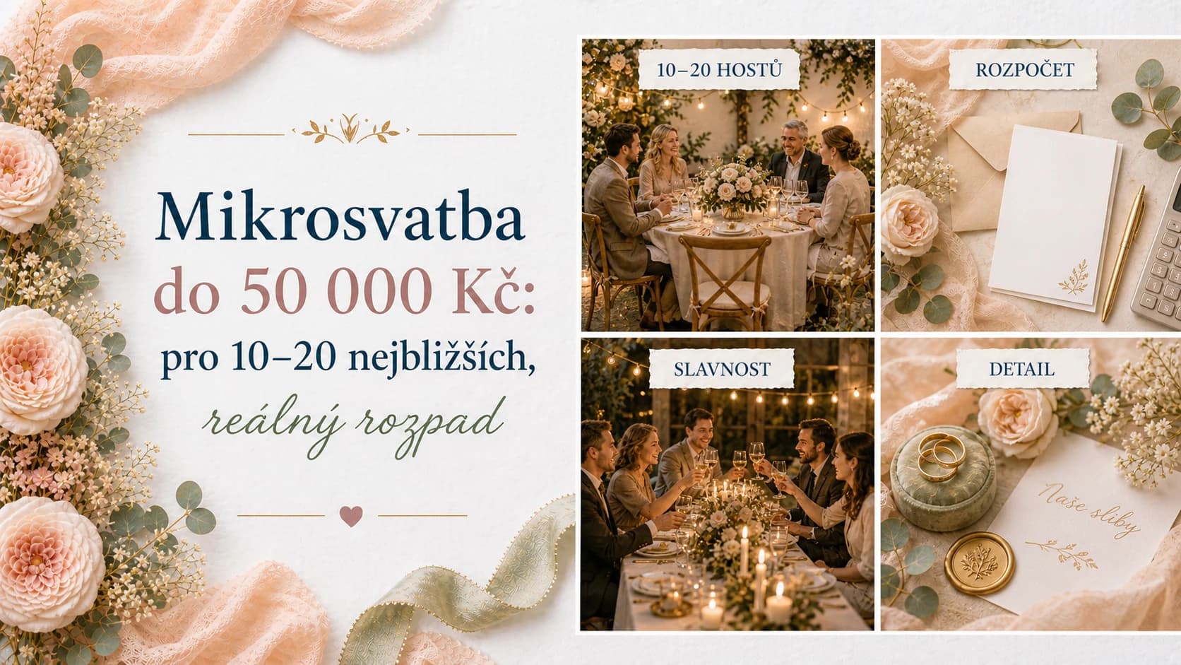 Mikrosvatba do 50 000 Kč: pro 10–20 nejbližších, reálný rozpad