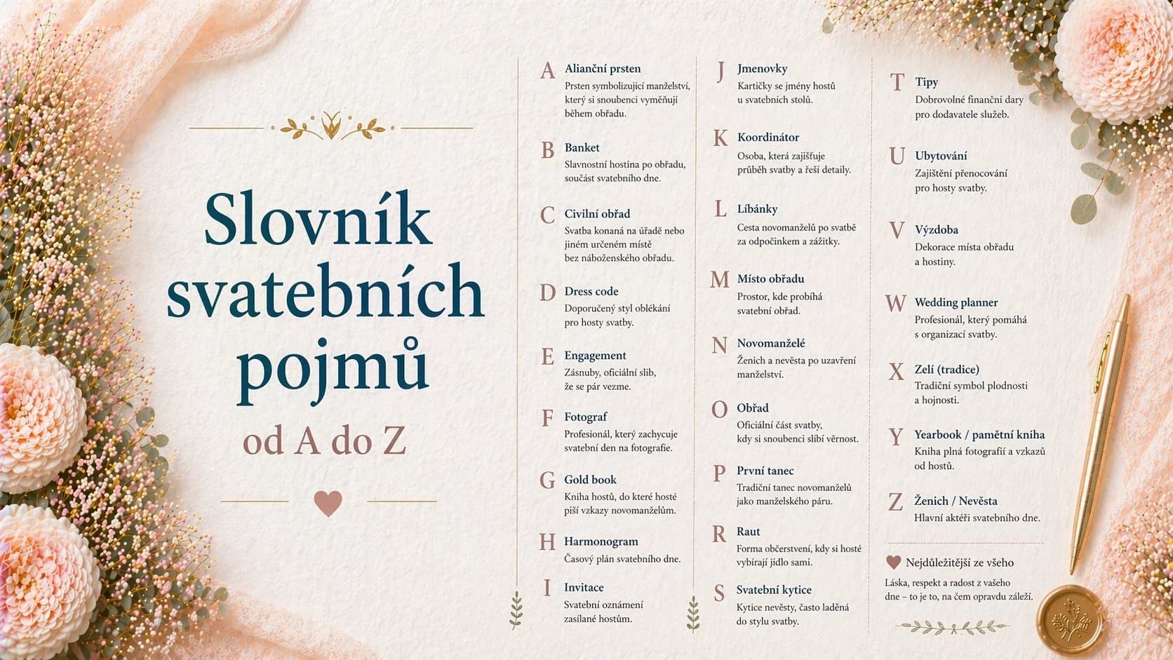 Slovník svatebních pojmů od A do Z