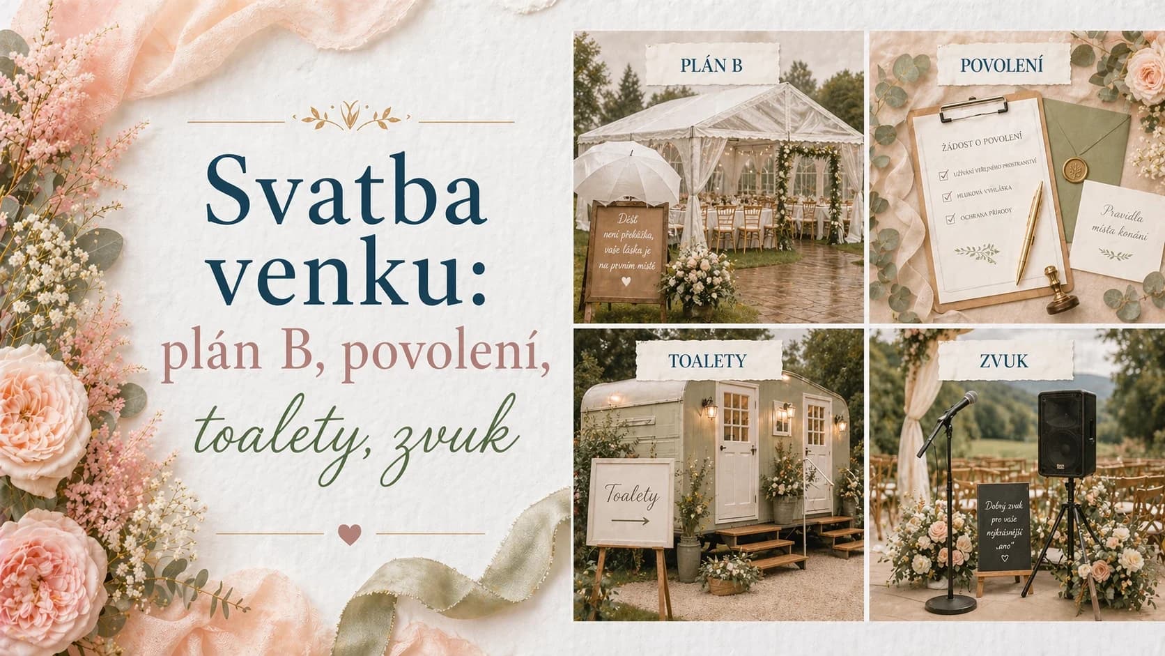 Svatba venku: plán B, povolení, toalety, zvuk