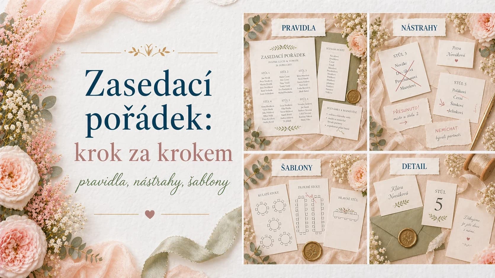 Zasedací pořádek krok za krokem: pravidla, nástrahy, šablony